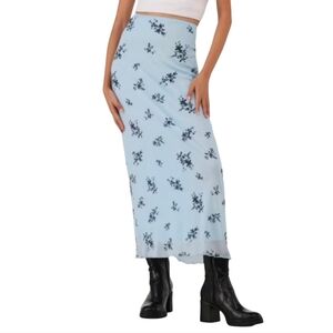 No Boundaries Flocked Mesh Skirt Freshwater Blue